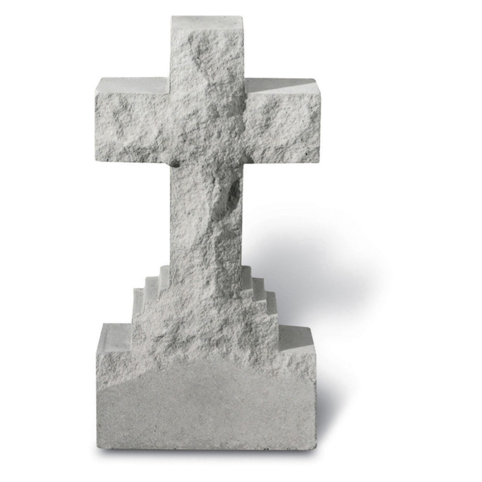 Handmade Rustic Gray Cast Stone Cross Garden Sculpture