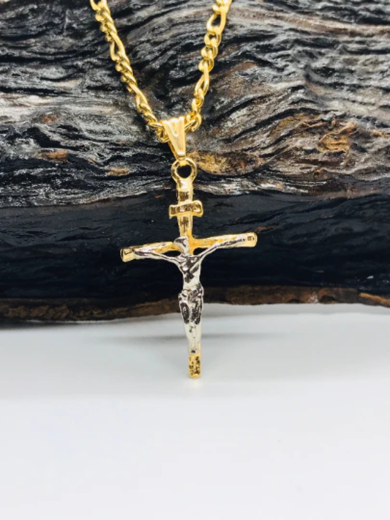 Mens Gold Cross Pendant, 14k Gold Cross Necklace, Proclamation Jewelry