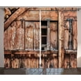 thumbnail image 1 of Ambesonne Rustic Curtains 2 Panel Set, Oak Abandoned Barn Door, 108" x 84", Pale Brown, 1 of 3