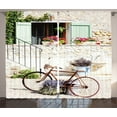 thumbnail image 1 of Ambesonne Rustic Curtains 2 Panel Set, Bike Flower Countryside, 108" x 90", Multicolor, 1 of 3