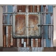 thumbnail image 1 of Ambesonne Rustic Curtains 2 Panel Set, Ship Door Sea Marine, 108" x 63", Blue Brown and White, 1 of 3