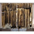 thumbnail image 1 of Ambesonne Rustic Curtains 2 Panel Set, Oak Barn Timber Door, 108" x 90", Brown, 1 of 3