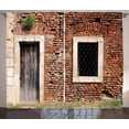 thumbnail image 1 of Ambesonne Rustic Curtains 2 Panel Set, Old House Door Brickwork, 108" x 108", Brown Cream Redwood, 1 of 2