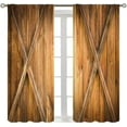 thumbnail image 1 of Rustic Curtains for Bedroom, Old Barn Door Wooden Board Living Room Curtains, Rural Hardwood Farmhouse Western Retro Drapes 2 Panel Sets,55x63 Inch, 1 of 6