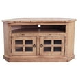 thumbnail image 1 of Rustic Curve Corner TV Stand with 2 Glass Panel Doors, Rustic Seashell, 1 of 1