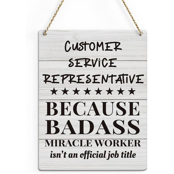 Rustic Customer Service Representative Wood Decor Sign, Customer Service Theme Printed Wood Sign Wall Art, Hanging Door Sign, Decorative Wood Sign Home Office Decor 8x10
