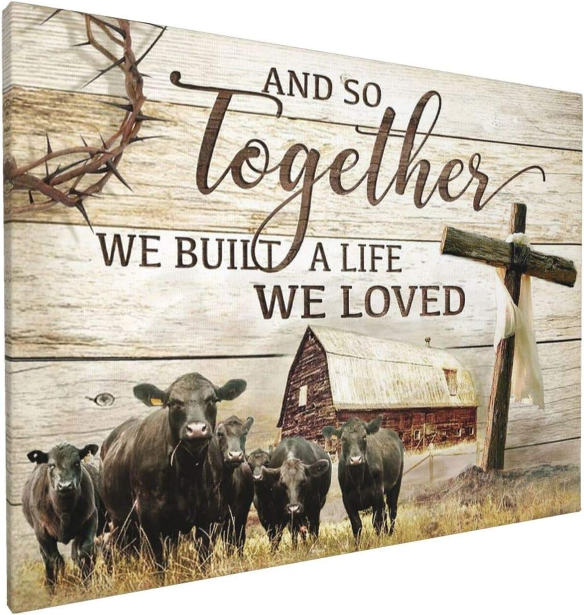 Rustic Cute Cow Wall Art Farmhouse Cow Barn Canvas Kitchen Country Qutes Painting Giclee Matte Prints Home Decor For Bedroom Living Room Bathroom Kitchen 12x16 Inch