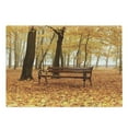 thumbnail image 1 of Rustic Cutting Board, Rustic Bench in Orange Pale Autumn Park Mist Day November Love Fall Season Photo, Decorative Tempered Glass Cutting and Serving Board, Large Size, Orange Brown, by Ambesonne, 1 of 5