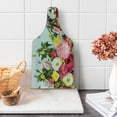 thumbnail image 1 of Rustic Cutting Board, Bunch of Flowers Ranunculus on Wood Backdrop Rose Floral Arrangement Spring Pattern, Tempered Glass Cutting and Serving Board, Wine Bottle Shape, Multicolor, by Ambesonne, 1 of 5