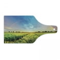 thumbnail image 1 of Rustic Cutting Board, Rainbow in Sky over Wheat Field at Sunset Natural Paradise Rural Life Illustration, Tempered Glass Cutting and Serving Board, Wine Bottle Shape, Green Yellow, by Ambesonne, 1 of 1