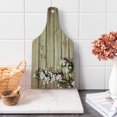 thumbnail image 1 of Rustic Cutting Board, Spring Flowering Tree Branch on Weathered Wooden Blooming Orchard Image, Decorative Tempered Glass Cutting and Serving Board, Wine Bottle Shape, Pink Brown Green, by Ambesonne, 1 of 5