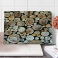 thumbnail image 1 of Rustic Cutting Board, Wooden Logs Background Circular Shaped Oak Tree Life and Growth Theme Print, Decorative Tempered Glass Cutting and Serving Board, Large Size, Pale Sand Brown, by Ambesonne, 1 of 5