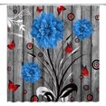 thumbnail image 1 of Rustic Dahlia Shower Curtain Farm Floral Orange Flower Butterfly Abstract Branch Vintage Wooden Plank Shabby Barn Door Retro Farmhouse Spring Plant Fabric Bathroom Curtain with Hook84"Wx72"H, 1 of 3