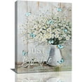 thumbnail image 1 of Rustic Daisy Decor Wall Art Farmhouse Daisy Butterfly Pictures Wall Decor Just Breathe Canvas Prints Framed Artwork Paintings Home Decorations For Bathroom Bedroom Living Room 12"x16", 1 of 6