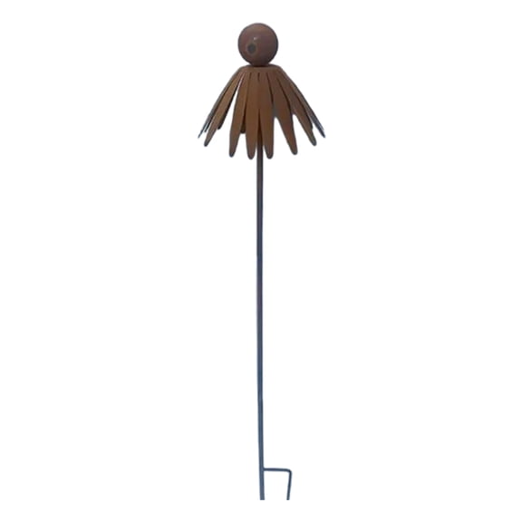 Rustic Daisy Flower Metal Ground Stake Wrought Iron Round Head Petal Decor Tool-Free Insert Design For Yard Lawn Patio Outdoor Garden Decoration 1Pc