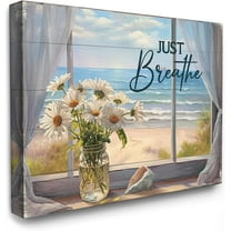 Rustic Daisy Flower Wall Art Just Breathe Canvas Bathroom Painting Wall Decor Framed Posters Home for Living Room Bedroom Bathroom Decoration 12x16 inch