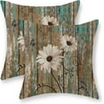 thumbnail image 1 of Rustic Daisy Pillow Covers 18x18 Inch Set of 2, Vintage Sunflowers on Wooden Board Decor Farmhouse Throw Pillows Summer Spring Decorations Floral Pillowcase Outdoor Cushion Case for Couch Home, 1 of 6
