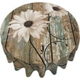 thumbnail image 1 of Rustic Daisy Round Tablecloth 60 Inch Vintage Sunflowers on Wooden Board Circular Barnwood Cloth, Shabby Chic Flower Cover for Dining Kitchen Parties, Cabin Farmhouse Decor, 1 of 6