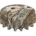 thumbnail image 1 of Rustic Daisy Tablecloth 70 Inch Round, Vintage Sunflowers on Wooden Board Table Cloth Farmhouse Spring Summer Decorations Table Cover for Parties Picnic Kitchen Dinner Decor Indoor Outdoor, 1 of 6