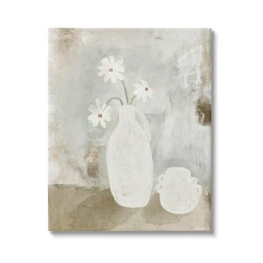 Rustic Daisy Vase Still Life Botanical & Floral Graphic Art Gallery Wrapped Canvas Print Wall Art