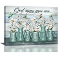 thumbnail image 1 of Rustic Daisy Wall Art God Says You Are Canvas Prints Painting White Daisies Floral Pictures Framed Artwork Home Decor for Bathroom Dining Living Room 16"x12", 1 of 6