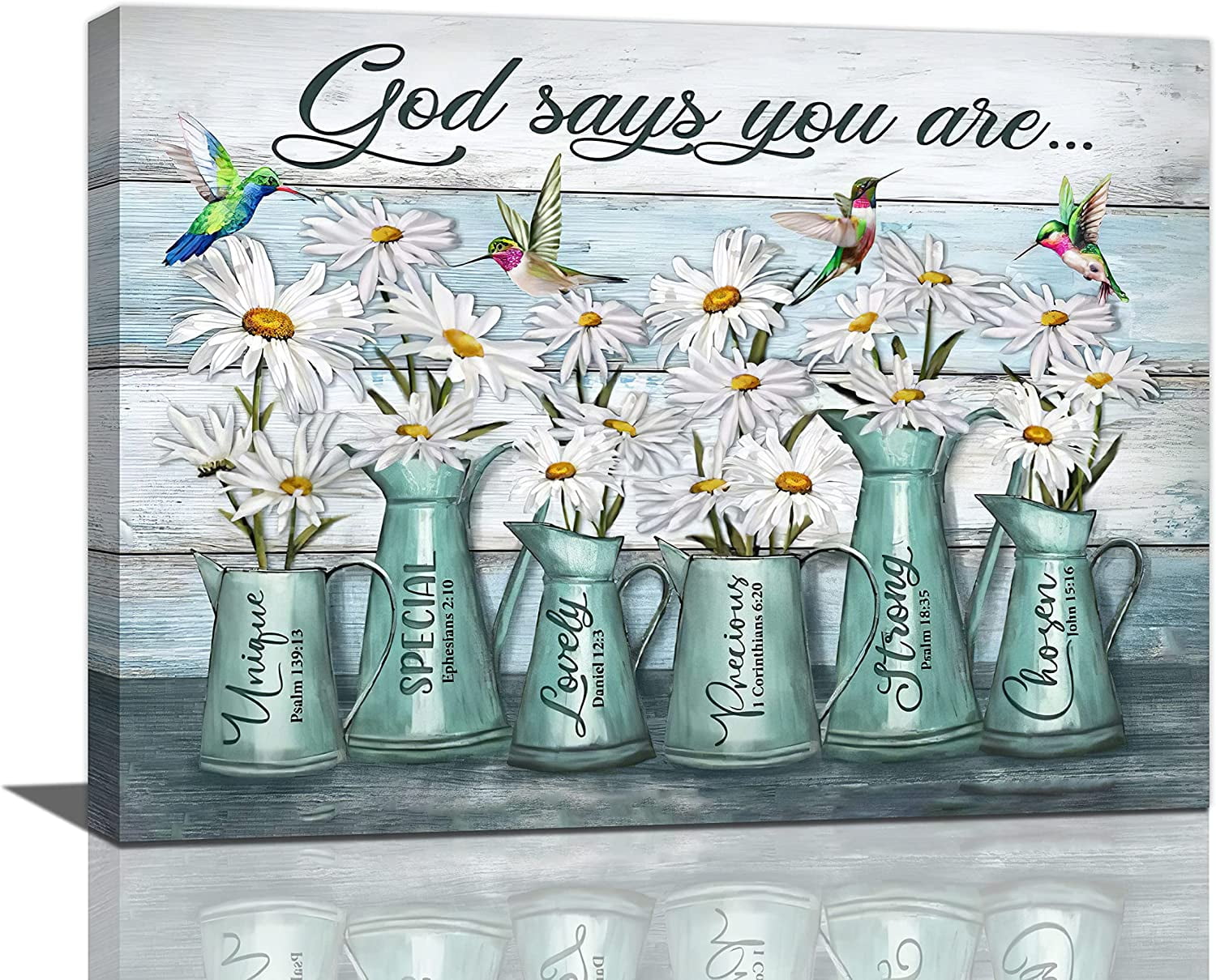 Rustic Daisy Wall Art God Says You Are Canvas Prints Painting White ...