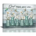 thumbnail image 1 of Rustic Daisy Wall Art God Says You Are Canvas Prints Painting White Daisies Floral Pictures Framed Artwork Home Decor for Bathroom Dining Living Room 16"x12", 1 of 6