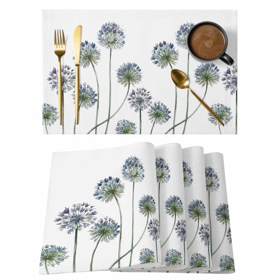 Rustic Dandelion Placemats Set of 8, Farmhouse Flower Plant Pastoral Botanical Non-Slip Place Mats Washable Table Mats for Kitchen Dining Table Decorations Indoor/Outdoor