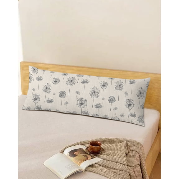 Rustic Dandelion Throw Pillow Cover, Hand Painting Botanical Burlap Rectangle Decorative Pillow Case Protector Soft Cushion Cover Lumbar Pillowcase for Couch Sofa Bedroom Car Chair Decor 20x54 Inch