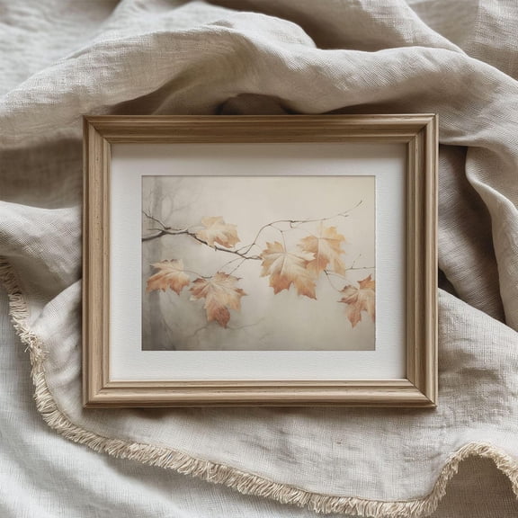 Rustic Dark Maple Leaf Branch, Autumn Botanical Wall Art, Vintage Fall Foliage Print, Antique Country Farmhouse Decor Home Decor #1513, Unframed Poster Size 8x12