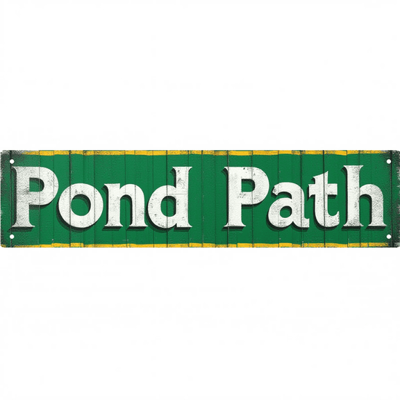 Rustic Decor 16*4 inches "Pond Path" Vintage Green Wood Look Durable Metal tin signs