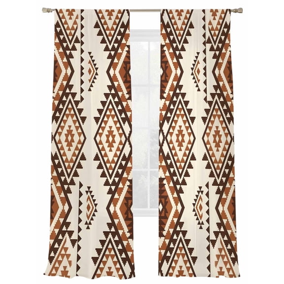 Rustic Decor Arrows Sheer Curtains 84 inches Long 2 Panels Set Symmetrical Layout Boho Ethnic Beige Sheer Drapes Rod Pocket Window Curtains for Living Room/Bedroom