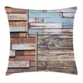 thumbnail image 1 of Rustic Decor Throw Pillow Cushion Cover, Modern and Farm Themed Old Wooden Detailed Modern Design with Screws Art, Decorative Square Accent Pillow Case, 20 X 20 Inches, Brown and Blue, by Ambesonne, 1 of 2
