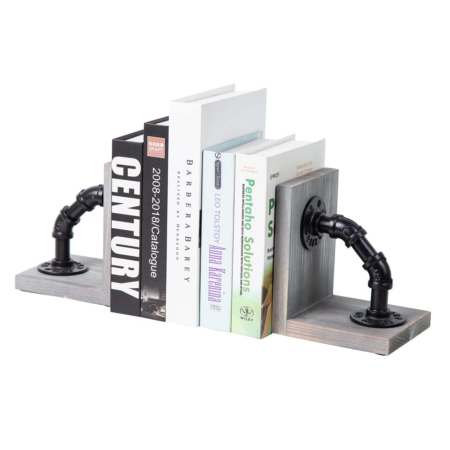 Rustic Decorative Wooden Tabletop Farmhouse Bookends for Heavy Books