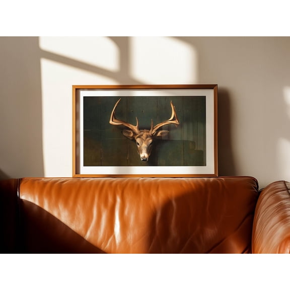 Rustic Deer Antler Print Retro Outdoors Cabin Wall Art, Unframed Paper Poster 8x10in