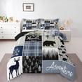 thumbnail image 1 of Rustic Deer Bear Comforter Set, Country Farmhouse Bedding Cabin Lodge Decor, Adventure Camping Grid Claw Bedding Comforter Sets Woodland Wild Animal Vintage Duvet Insert Teens Adult, Twin, 1 of 7