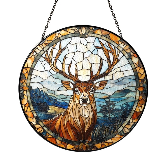 Rustic Deer Buck Stained Glass Suncatcher – Cabin Style Window Decor