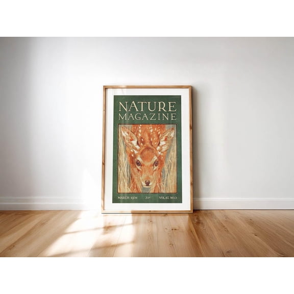 Rustic Deer Portrait Print: Retro Outdoors Art, Lake House Decor, Unframed Paper Poster 8x10in