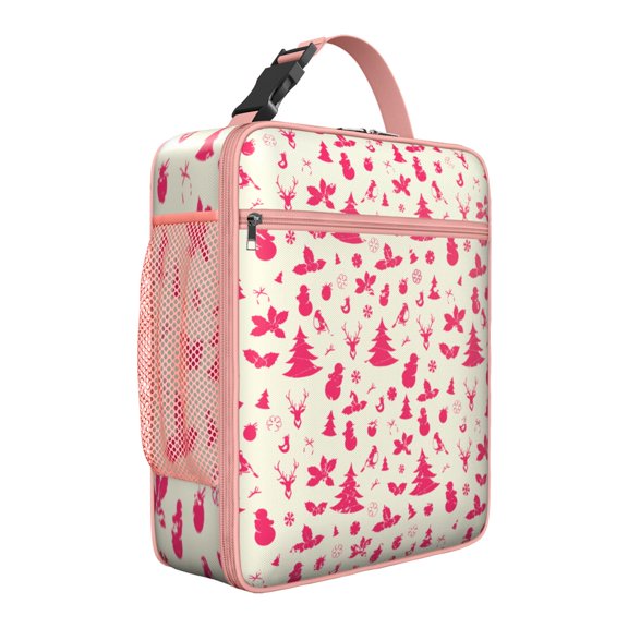 Rustic Deer Print Insulated Lunch Bag, Vintage Hunter Buck Forest Pattern with Artistic Nordic Geometric Woodland Design for Hunting Lovers, Office, School, Travel