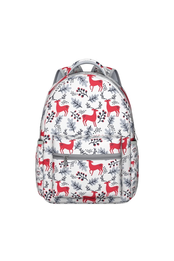 Rustic Deer Print Student School Backpack for Student Hunting Forest Buck Head Woodland Animal Pattern Vintage Art Aesthetic Bookbag