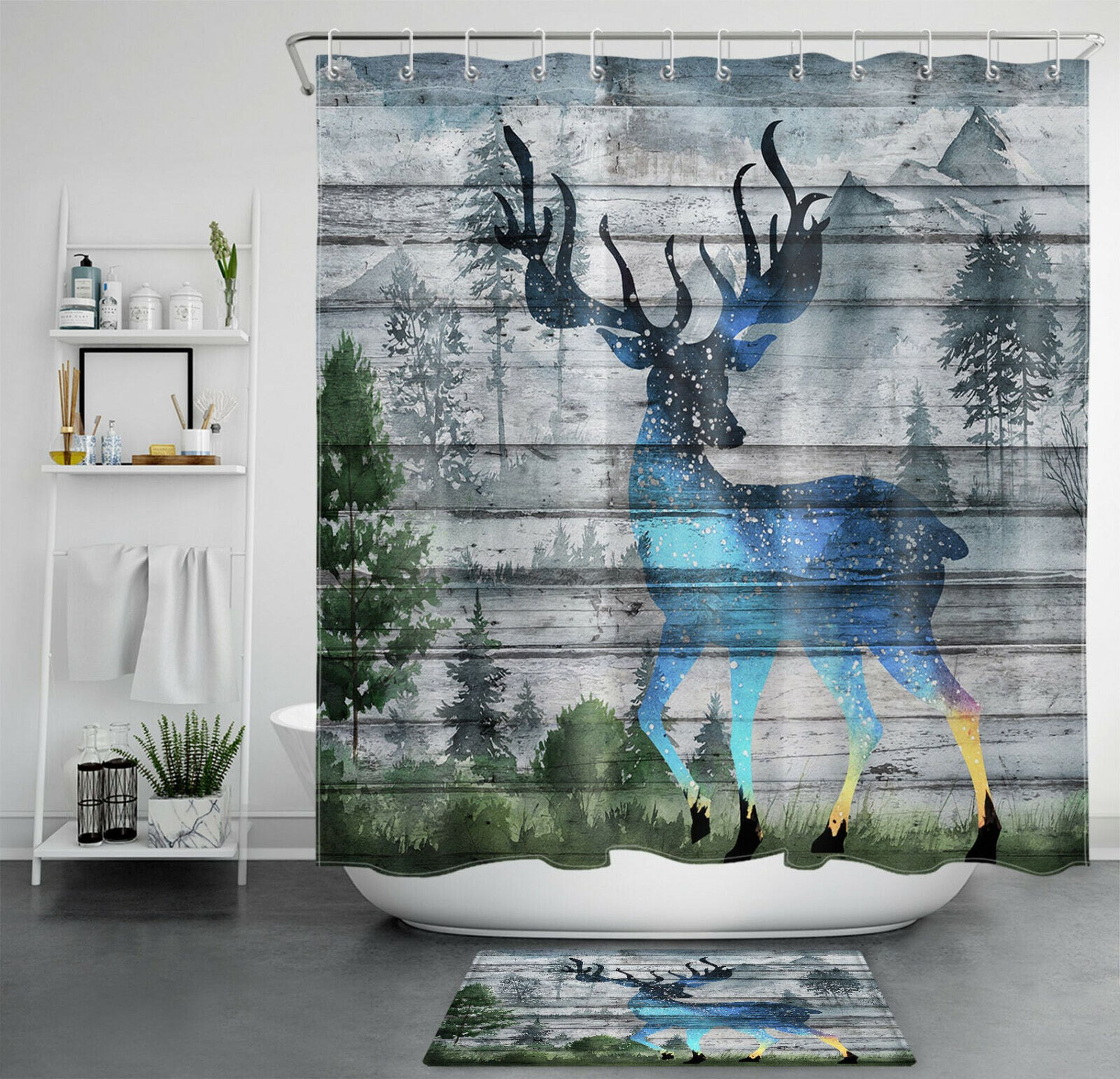 Rustic Deer Shower Curtain for Nature Lovers - Forest Buck Design for ...