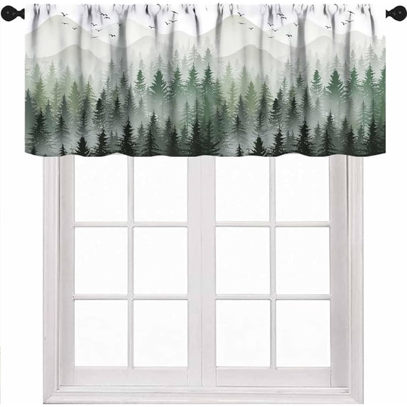 Rustic Deer Valance Curtains for Kitchen,Farmhouse Hunting Elk Country Camouflage Forest Woodland Wildlife Bear Elk Cabin Lodge Window Treatments for Bedroom Living Room 1 Piece,54x18 Inch