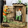 thumbnail image 1 of Rustic Deer With Rifle Jumping A Hunter With Newspapers In Outhouse Figurine, 1 of 9