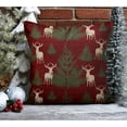 Rustic Spurce Tree Rustic Deer and Evergreen Tree Deep Red Square Pillow Case, 100% ...