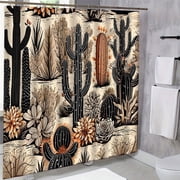 Rustic Desert Cactus Shower Curtain Southwestern Desert Landscape Design With Saguaro Cacti & Wildflowers,Retro Bathroom Shower Curtains Grommets Hook Bathroom Decor