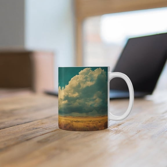 Rustic Desert Scenery Mug, Grunge Desert Landspe Ceramic Mug, Beautiful Deseroffee Mug, Cloudy Desert Tea Cup, Desert Lover Gift.