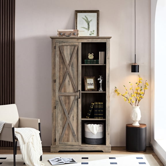 Rustic Design & Black Metal Accents - Create a Warm Atmosphere with Storage Cabinet