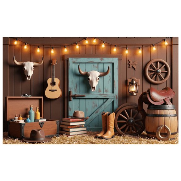 Rustic Design Cowboy Banner Western Theme Decoration Vintage Wooden Elements for Western Party Theme Party Cowboy Event