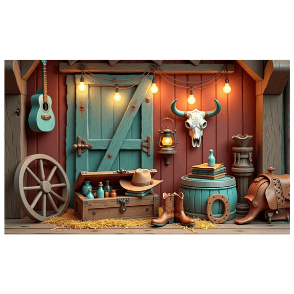 Rustic Design Cowboy Banner Western Theme Decoration Vintage Wooden Elements for Western Party Theme Party Cowboy Event