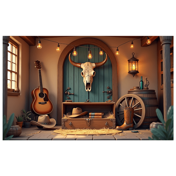 Rustic Design Cowboy Banner Western Theme Decoration Vintage Wooden Elements for Western Party Theme Party Cowboy Event
